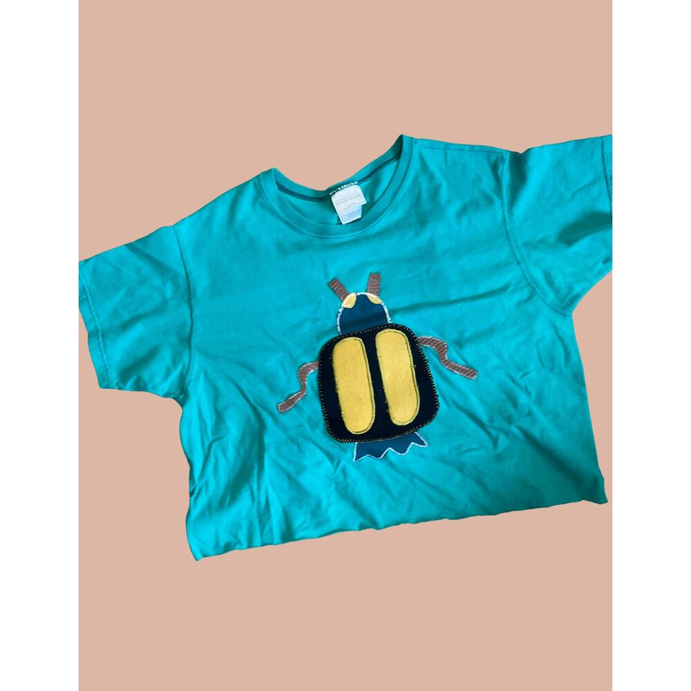Large Upcycled Cropped T-Shirt | Boho Indie Maximalist Reworked and Recycled